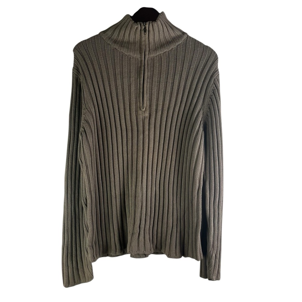Banana Republic Men's‎ Medium Mock Neck Knit Sweater 1/4 Zip  100% Cotton VTG